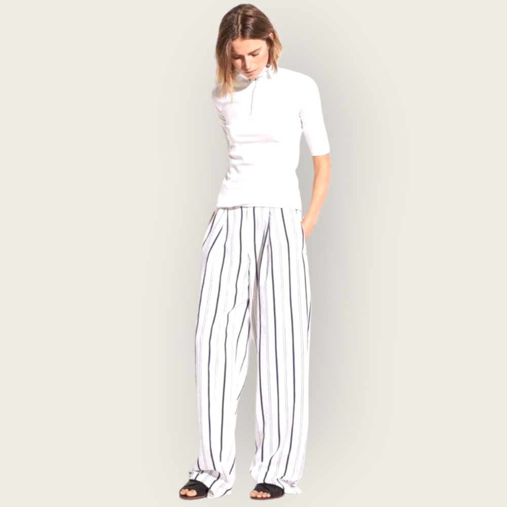 VINCE Elbow Sleeve Half Zip Tee Top In Off White Small EUC - Picture 10 of 10
